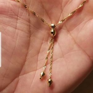17''  Drop Dangle Ball Twisted Chain 14K Gold